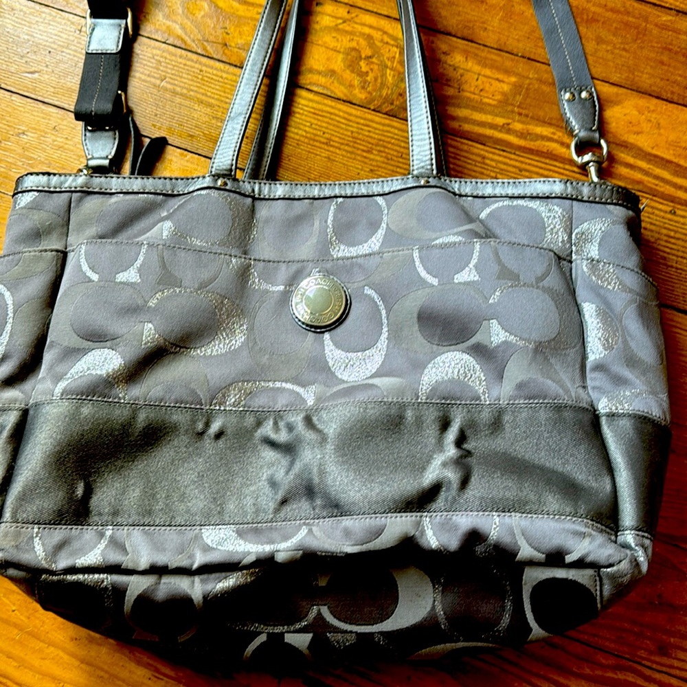Coach glitter, gray baby diaper bag